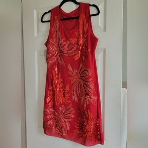 Red Beaded Mini Bodycon Mini Cocktail Dress